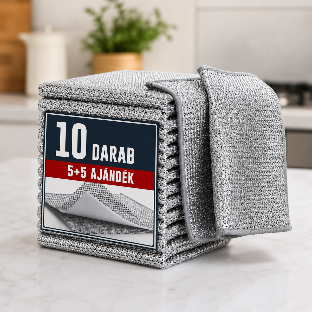 Abrasív szálas dörzskendő edényekhez (5+5 ajándék)